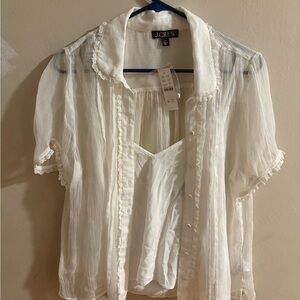 J. Crew Women's Cream Sheer Blouse